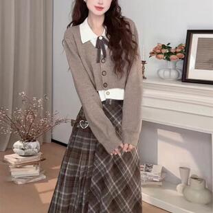 学院风针织毛衣套装连衣裙子女2025新款秋冬小个子巨好看韩系穿搭