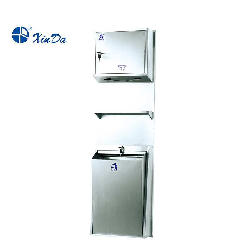 信达明装304不锈钢手纸垃圾箱