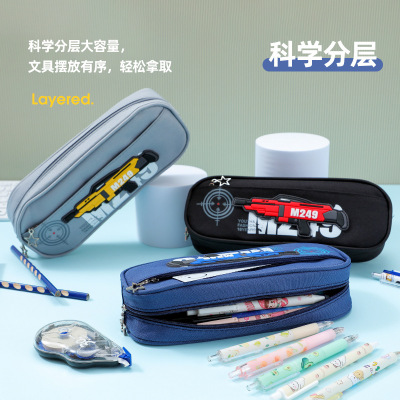 新款圆形铅笔盒牛津布文具盒学生