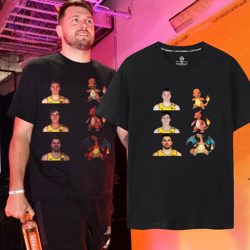2025夏新款短袖T恤东契奇同款小火龙湖人纯棉LUKA DONCIC 喷火龙
