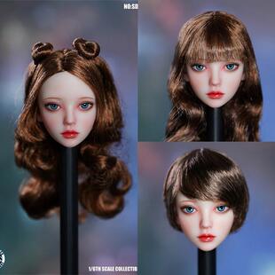 1/6女素体兵人美女娃娃脸可爱女头雕 亚洲学生美少女sdh033丸子头