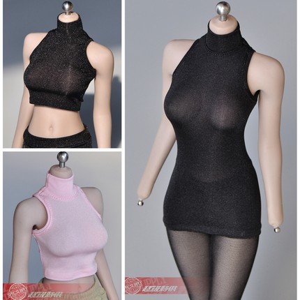 1/6兵人模型配件衣服12寸tbl ph包胶女素体紧身削肩T恤打底背心