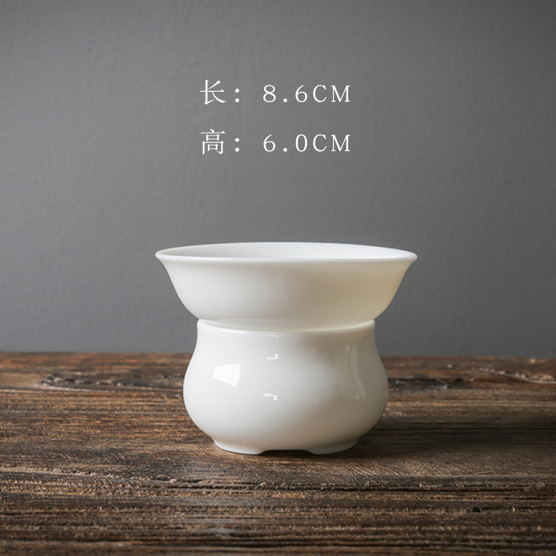 德化青花瓷功夫茶过滤 公道杯瓷茶漏 茶滤网纱套装滤茶器茶道配件