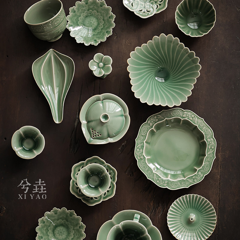 越窑青瓷复古盖碗茶杯中式单个高端不烫手三才泡茶碗功夫茶具套装,餐饮具,盖碗,淘宝优惠券,粉丝福利购,淘宝优惠卷