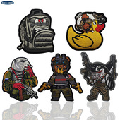 权军事战术小熊臂章魔术贴章 BACK HAND版 鲨鱼战士士气章背心贴章