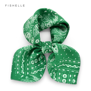 波西米亚绿色腰果真丝丝巾礼盒装桑蚕丝方巾纱巾丝绸礼物商务礼品