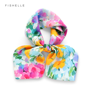 七彩花朵真丝丝巾礼盒装桑蚕丝小方巾纱巾杭州丝绸伴手礼女士礼物