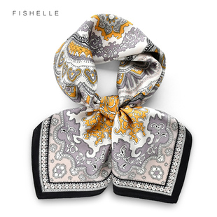 灰黄色佩利斯真丝方巾礼盒女士桑蚕丝丝巾男士西装衬衫丝绸领口巾