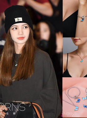 韩版彩绘蝴蝶ins小众锁骨链