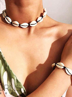 休闲风天然贝壳短款项链