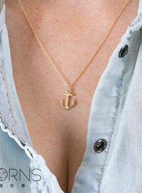 欧美船锚吊坠短款锁骨链合金饰品
