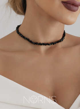 Norns黑玻璃+合金不规则切割项链
