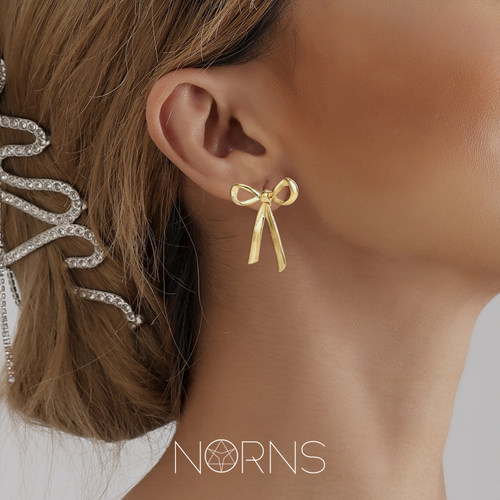 Norns小香风合金蝴蝶结耳钉