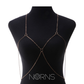 Norns欧美简约线条感文胸链比坚尼配饰对称简单上半身体链项链
