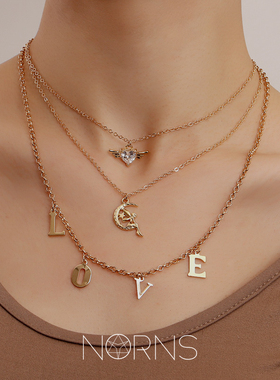 Norns合金男女三层叠戴项链