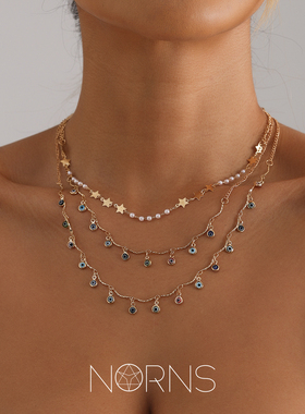 Norns土耳其之眼项链三层叠戴
