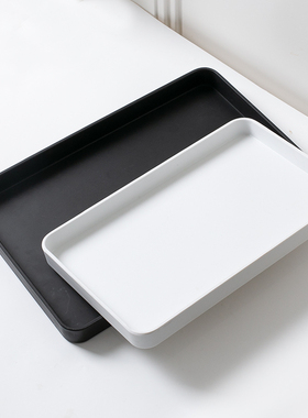 2022北欧极简磨砂托盘长方形家用水杯盘创意盘仿瓷塑料收纳盘