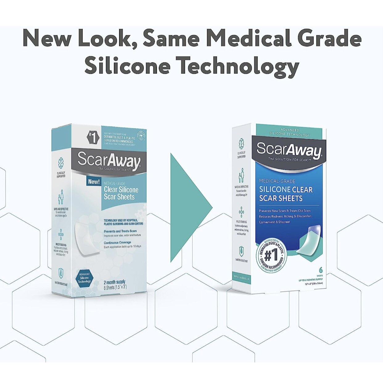 现货/直邮美国舒可薇scaraway硅酮贴透明3.8*7.6厘米