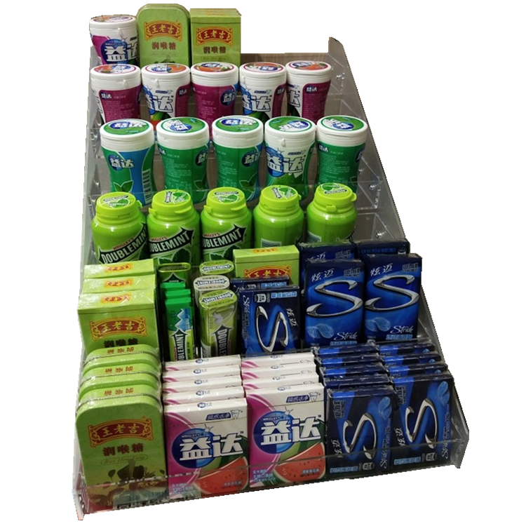 益达口香糖展示架超市口亚克力零食架商用陈列盒混合陈列架透明