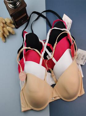 707580BC冰丝料简约光面T恤文胸肩带可拆变挂脖多种穿法夏季内衣