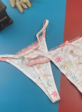 S-L码欧美清新印花透气棉质女士T裤中腰丁字裤夏季薄款内裤