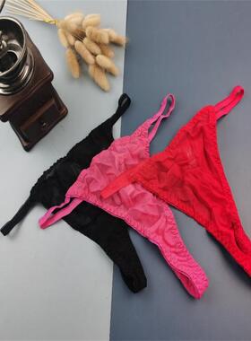 S~XL雪纺面料性感中腰无痕速干T裤女士丁字裤超薄大码底裤红黑粉