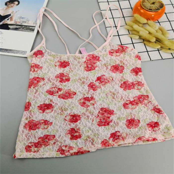 外贸缕空透明蕾丝吊带背心女 小尺码性感家居百搭打底背心s码m码