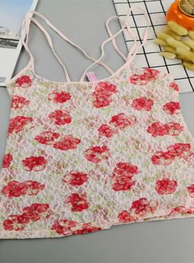 外贸缕空透明蕾丝吊带背心女 小尺码性感家居百搭打底背心S码M码