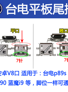 适用台电T40 平板尾插 P89S miniP90蓝魔i9国产7针5针尾插USB接口