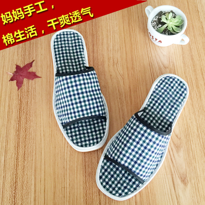 家居木地板纯棉布拖鞋手工春秋夏