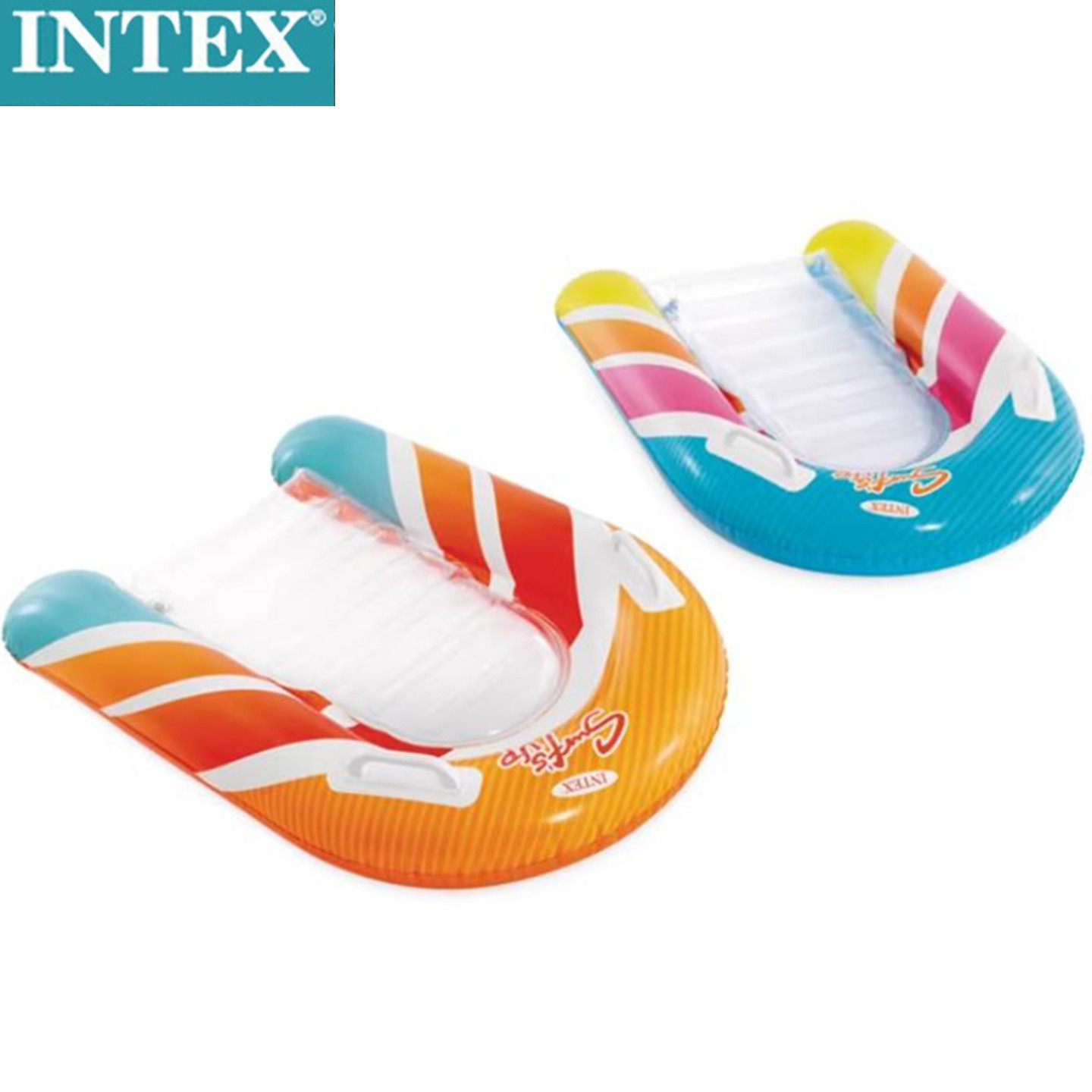 INTEX踢水板浮板58172儿童充气浮排彩色条纹水上学游泳板充气浮板