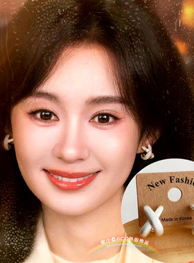 金属拉丝OL百搭耳环耳钉耳饰女