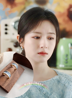 s925银针滤镜李兰迪同款蓝色C形耳环2025新款简约耳钉耳饰韩国女