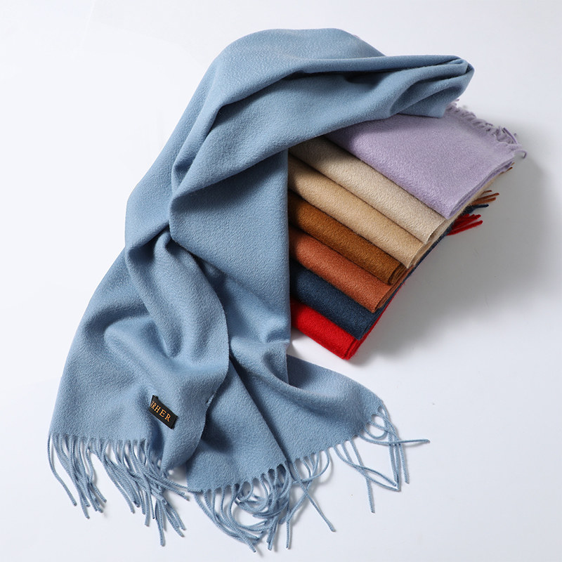 100%cashmere水波纹纯山羊绒围巾披肩男女情侣秋冬季加厚保暖百搭