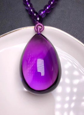 天然巴西紫水晶大颗粒水滴吊坠，尺寸39.25.21mm 水滴重约29g