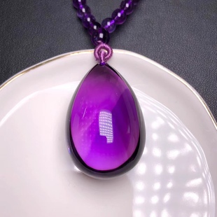 天然巴西紫水晶大颗粒水滴吊坠 水滴重约29g 尺寸39.25.21mm