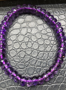 巴西紫水晶盘珠刻面手链尺寸8mm重19.6克