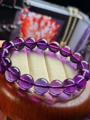 巴西紫水晶原珠手链12.5mm重46.6克