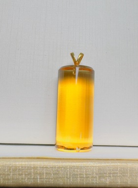 天然巴西黄水晶桶珠吊坠18k金扣头 23-10.6mm重5.5克