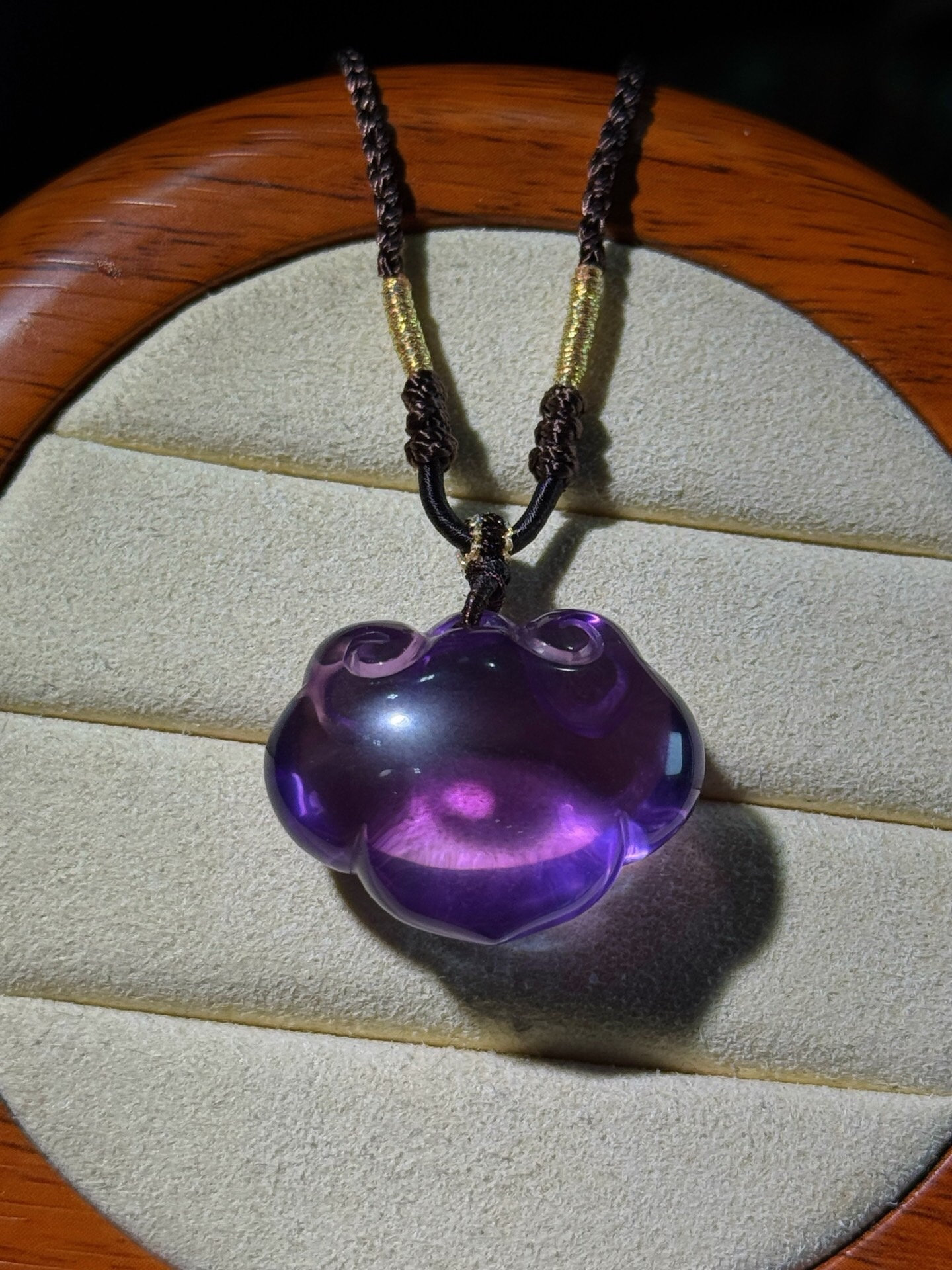 巴西紫水晶如意锁吊坠 尺寸21.6-26.9-14.6mm