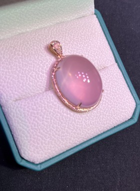 18k粉晶蛋面吊坠规格：26.20.14mm 总重13.26克 金重2.89克