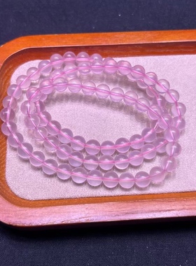 莫桑比克星光粉佛珠天然莫桑比克粉晶三圈，天然6毫米，重34.75克