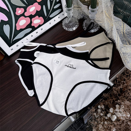 特价 系带纯欲少女 ins风时髦高弹螺纹 7A纯棉三角内裤女中腰
