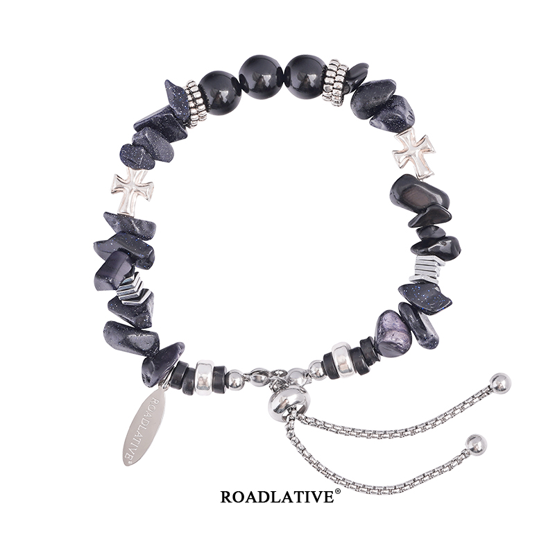 ROADLATIVE蓝砂石十字银珠手链