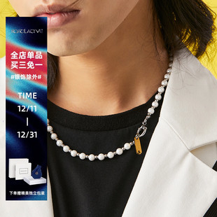 ROADLATIVE原创设计国潮钛钢嘻哈时髦珍珠项链男女 潮woo专属