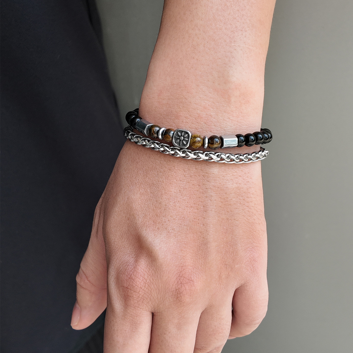 ROADLATIVE双链虎眼玛瑙拼接手链