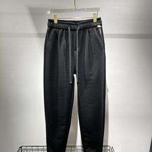 冬季加绒加厚休闲裤男士直筒裤松紧腰卫裤针织保暖抗寒内里加绒裤