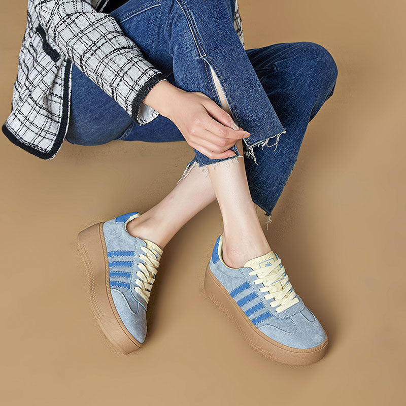 厚底增高德训鞋女复古拼色2026春季新款系带休闲板鞋软百搭运动鞋,女鞋,时尚休闲鞋,淘宝优惠券,粉丝福利购,淘宝优惠卷