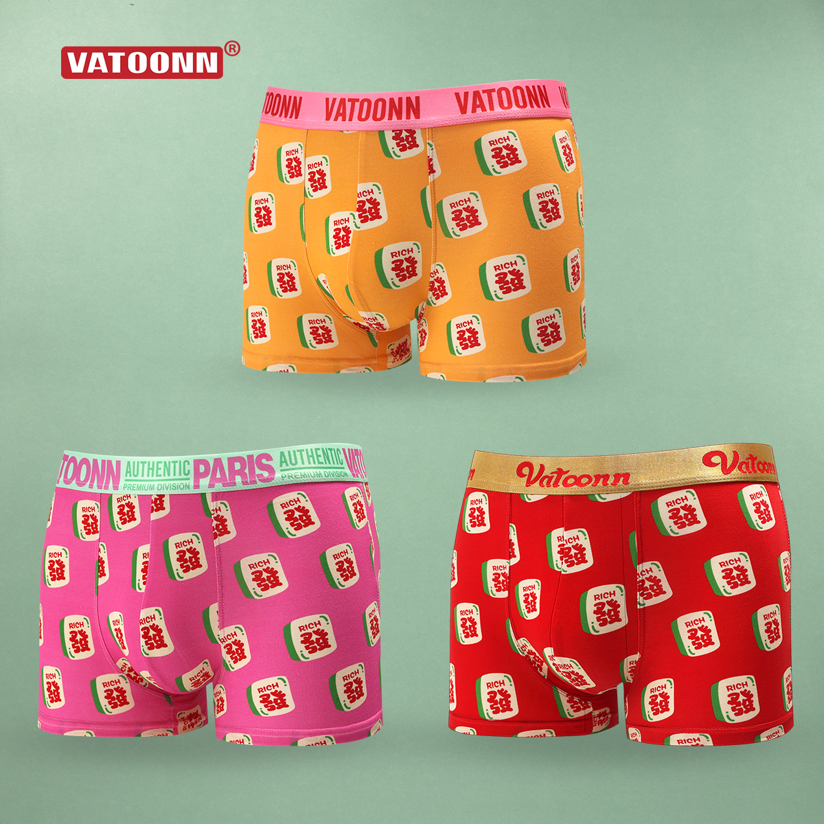 花佃品色男士平角内裤纯棉印花潮