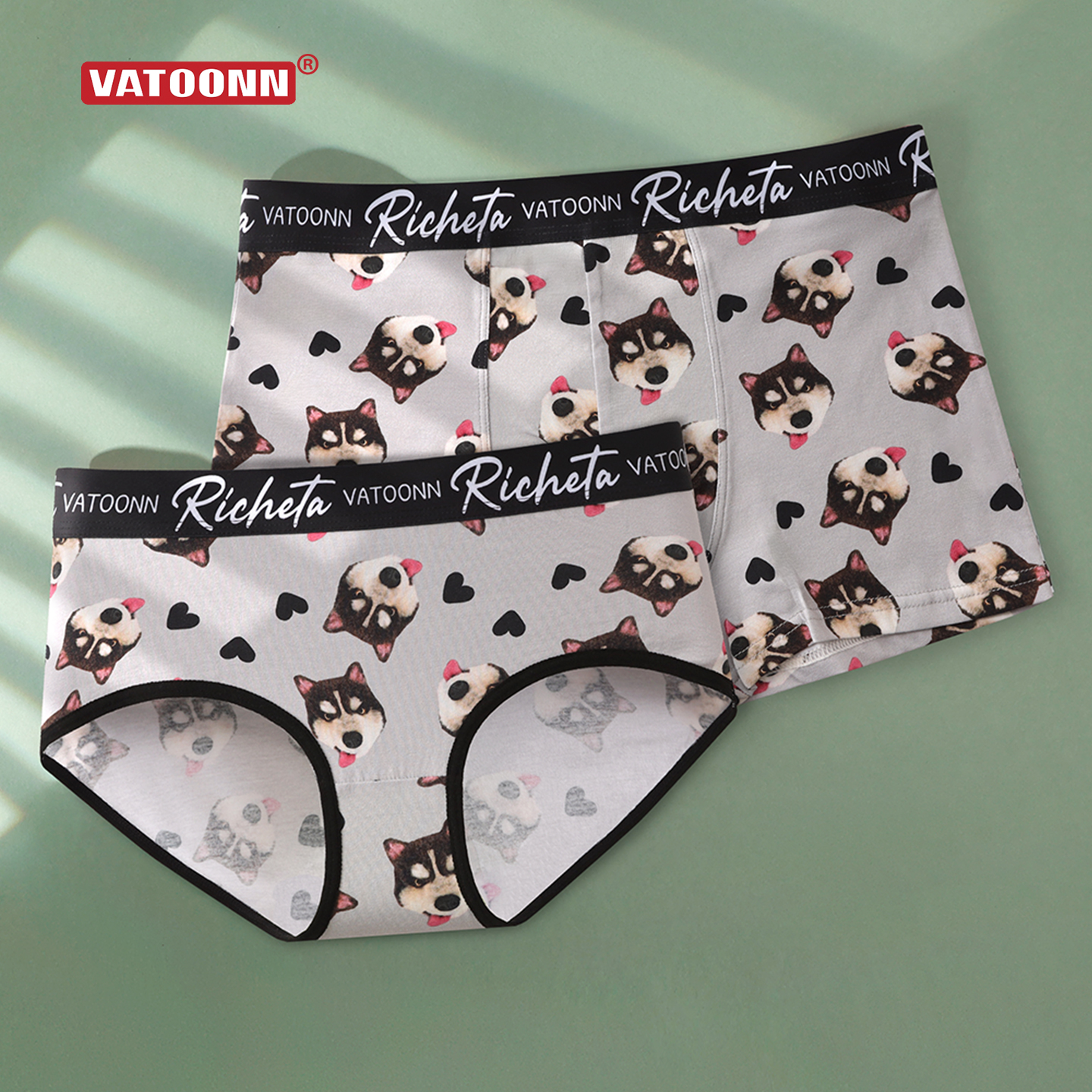 情侣字母腰带内裤纯棉爱心哈士奇